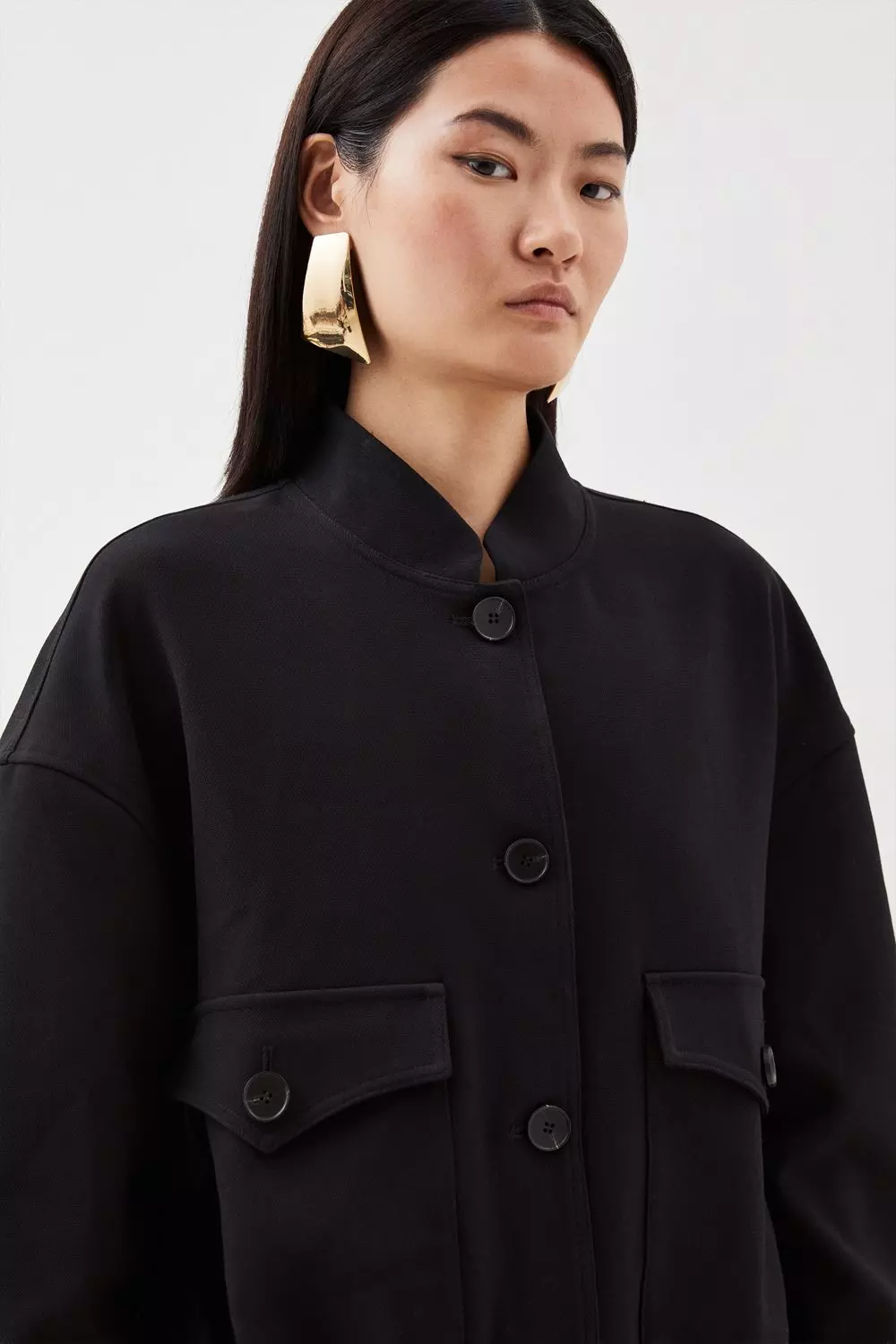 Tailored Cropped Pocket Detail Bomber Jacket | Karen Millen