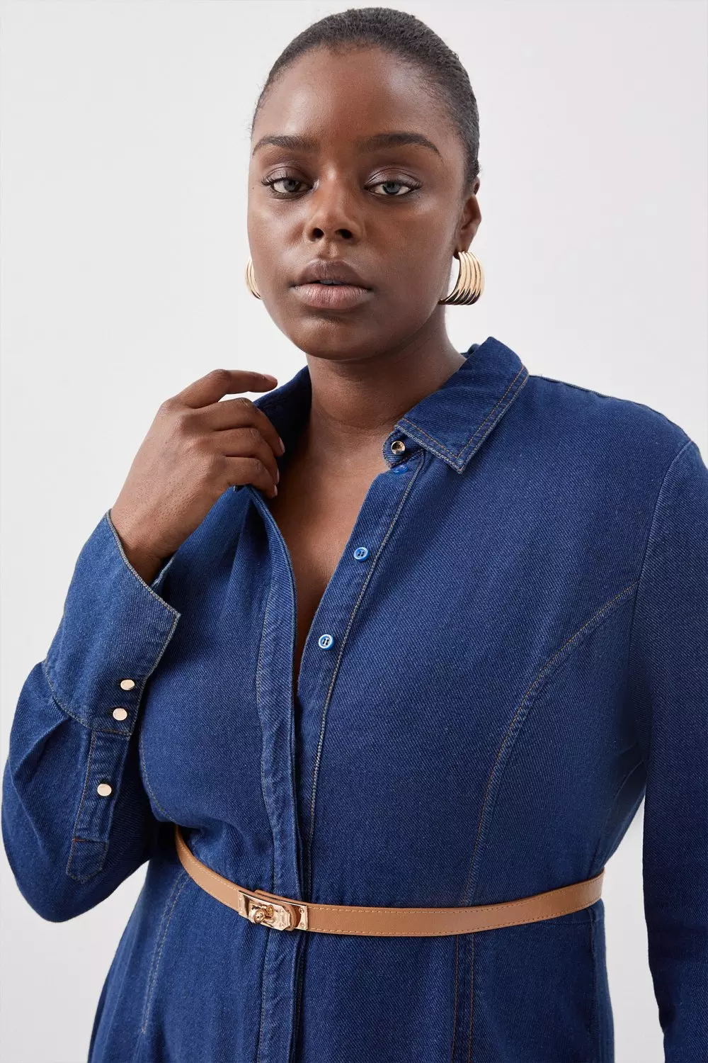 Denim plus cheap size shirt dress