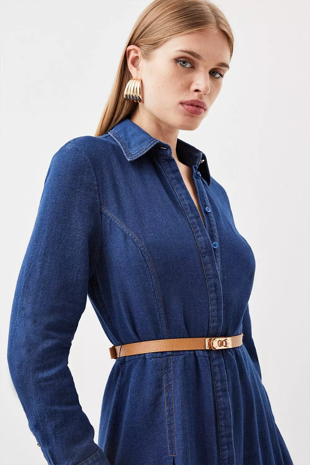 Denim Maxi Shirt Dress | Karen Millen