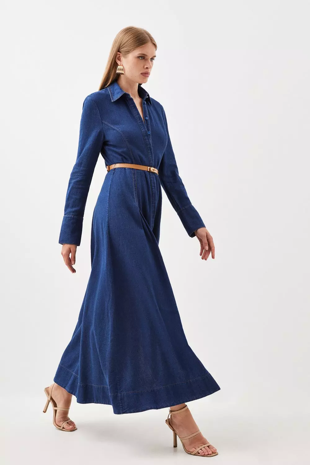 Long sleeve clearance shirt dress maxi