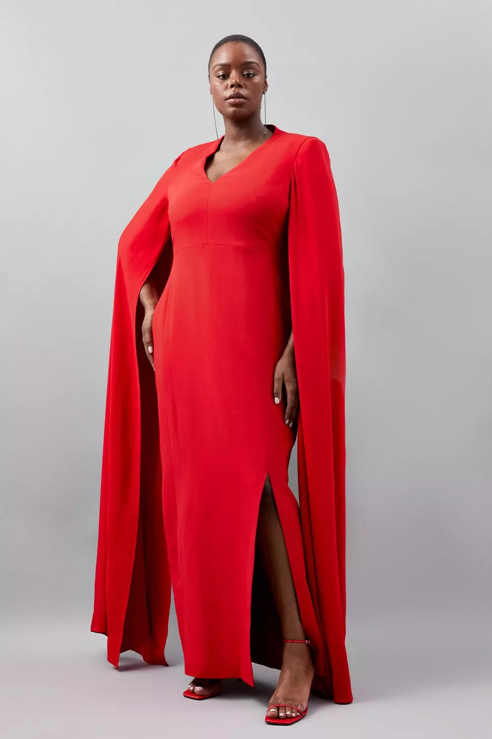 Cape shoulder clearance dress