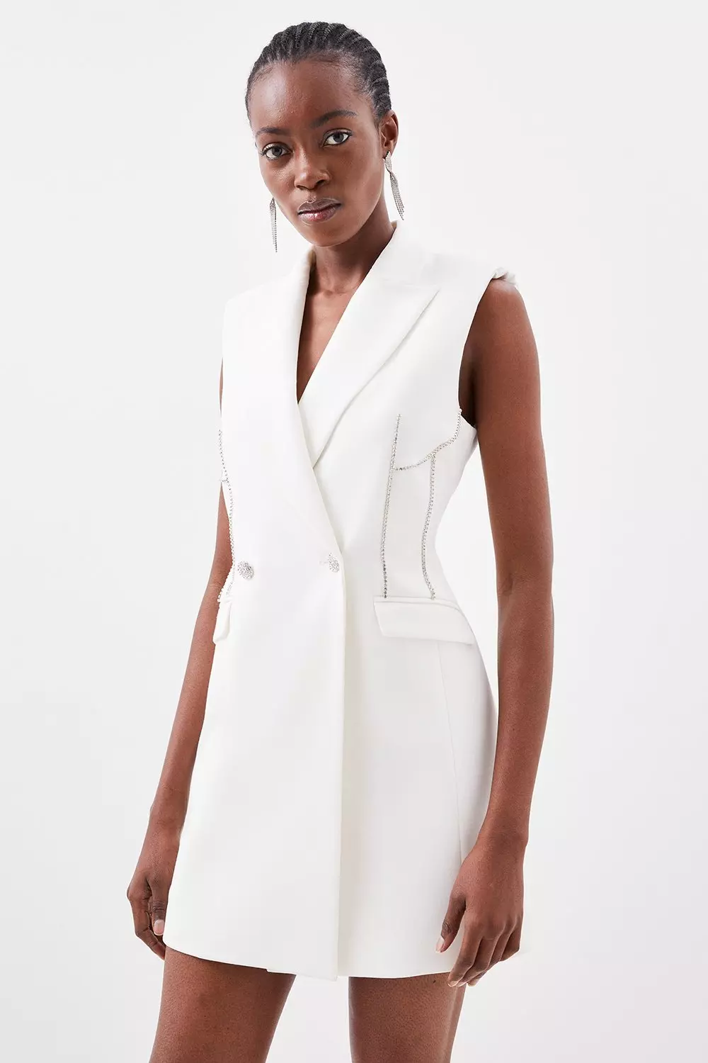 Sleeveless Contour Fitted Blazer Dress