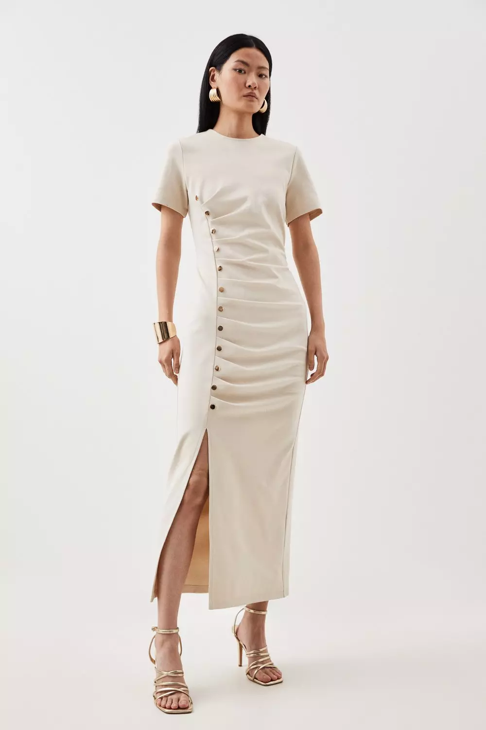 Ponte Tuck Jersey Midi Dress | Karen Millen