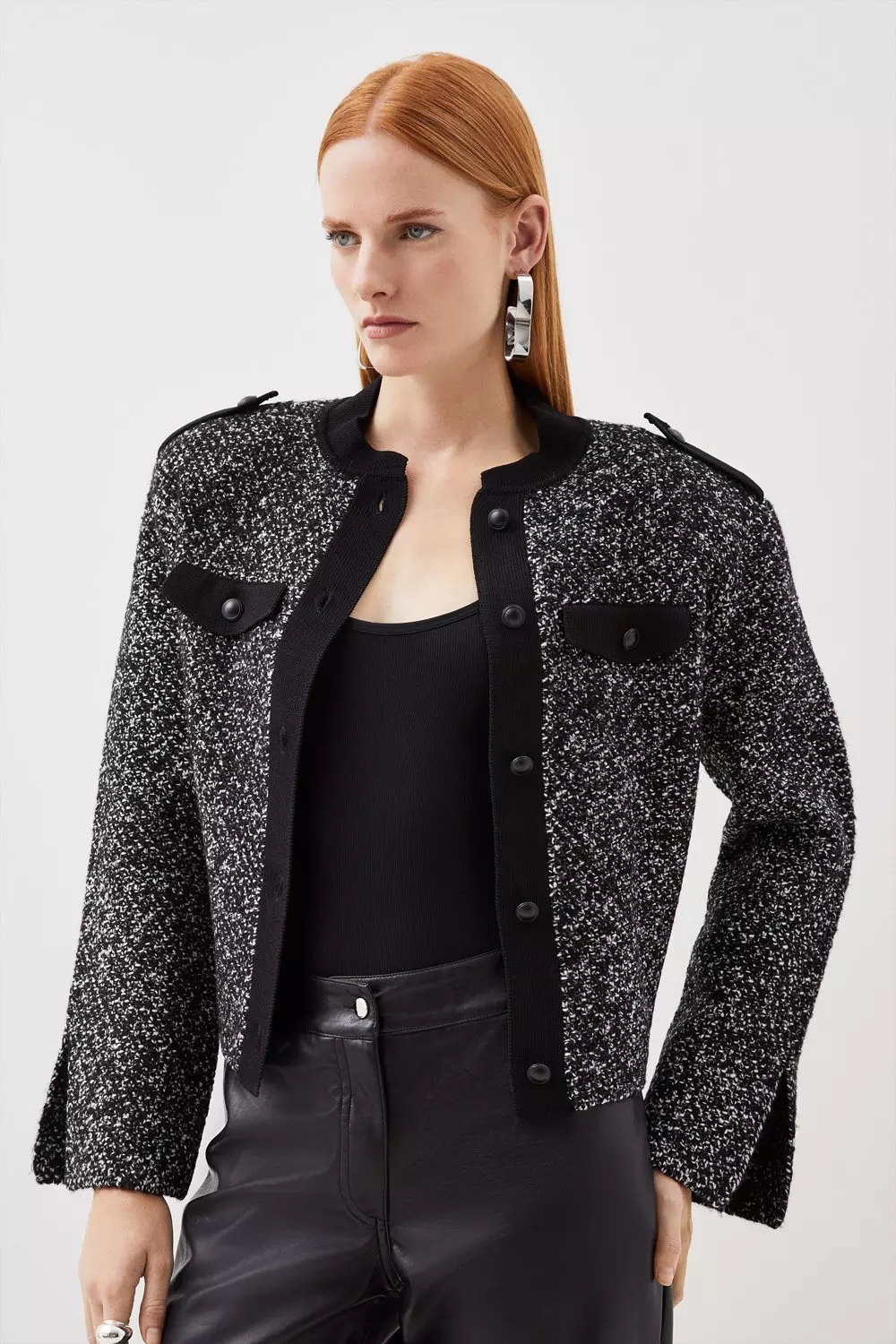 Tweed Knit Short Jacket Karen Millen