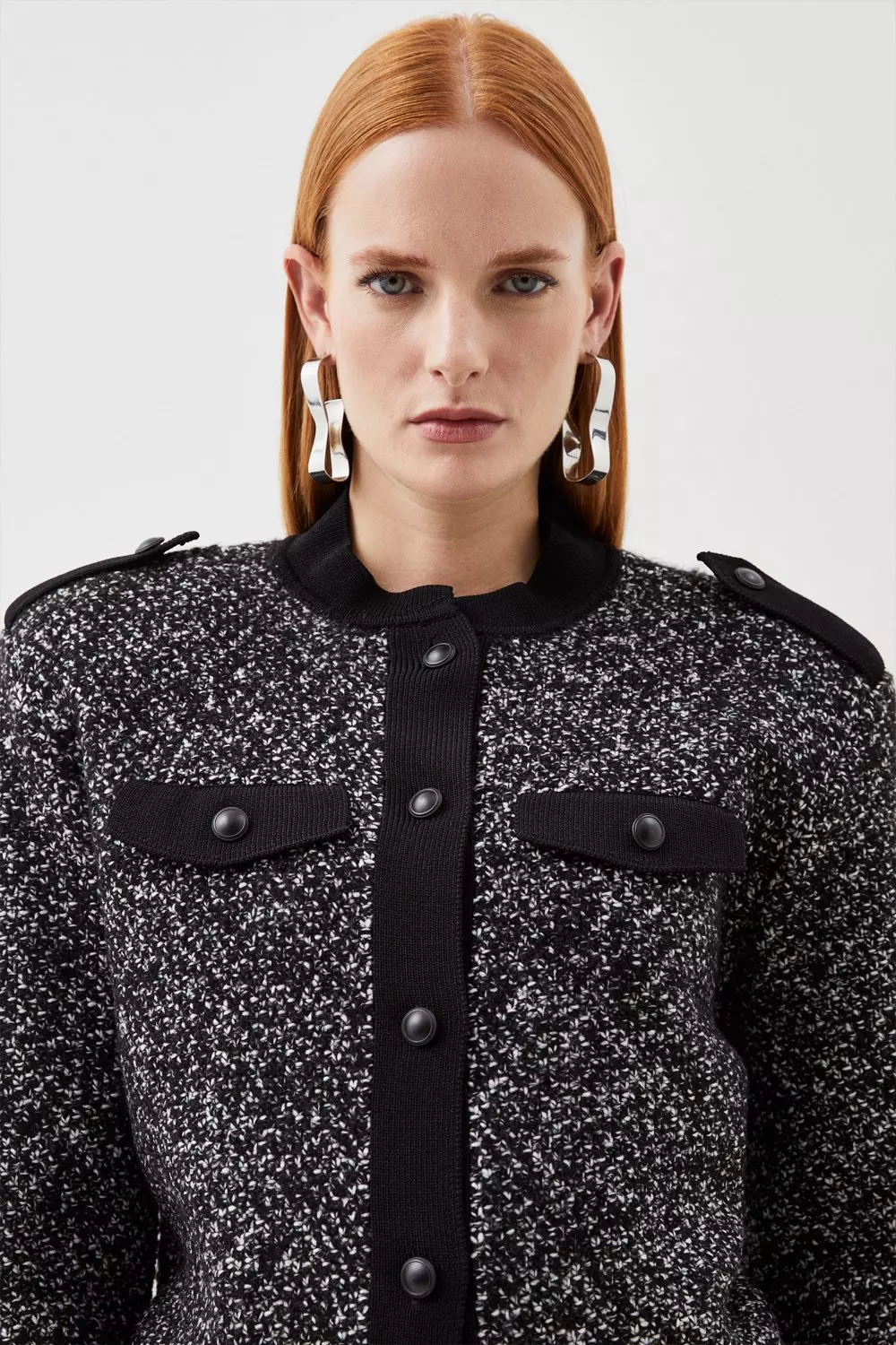 Tweed Knit Short Jacket | Karen Millen