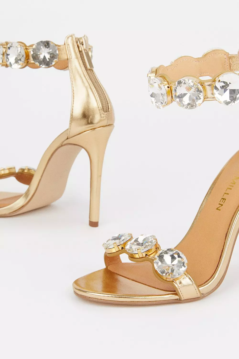 Gold embellished block sales heels