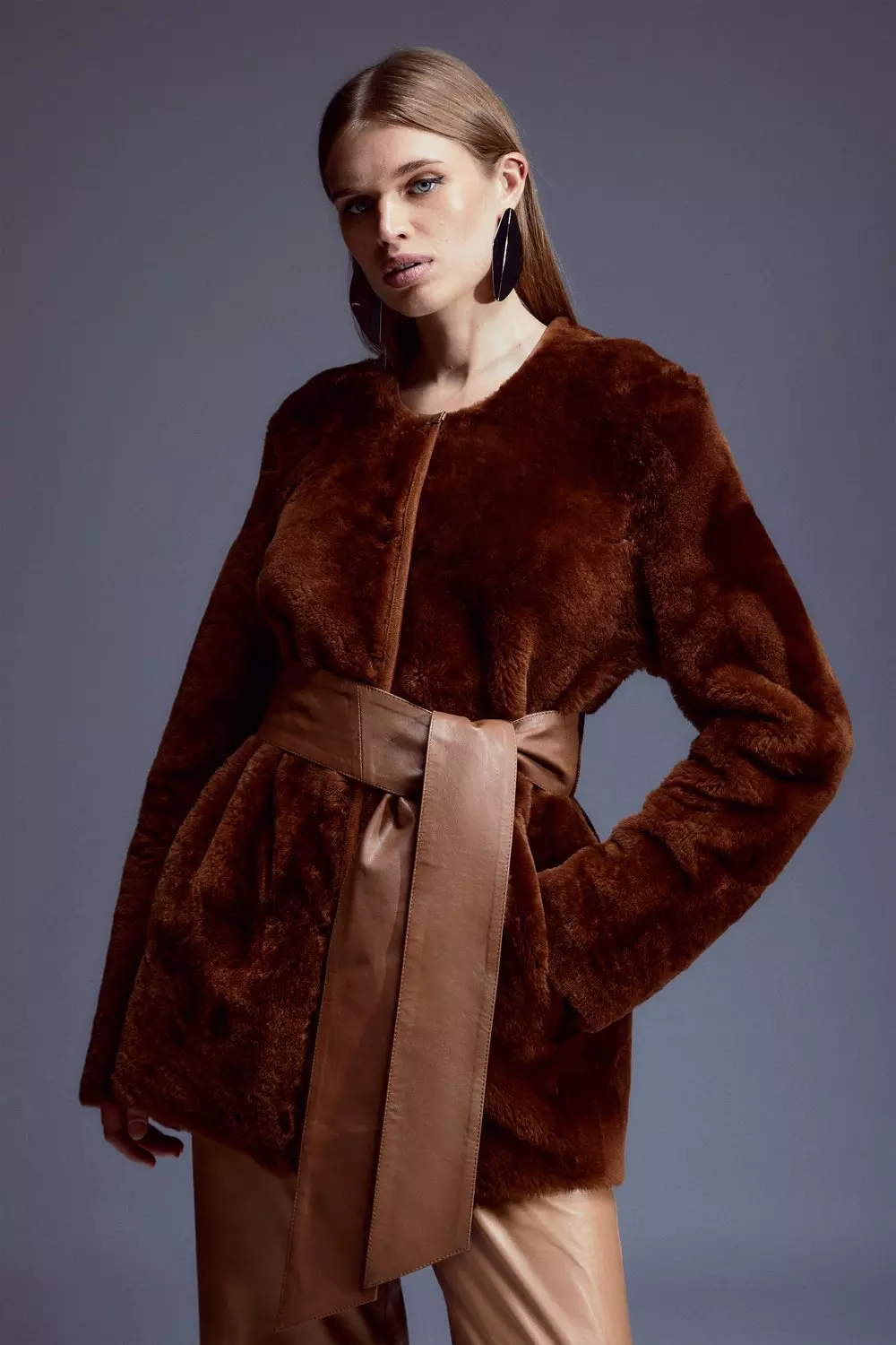 Karen millen sheepskin coat sale