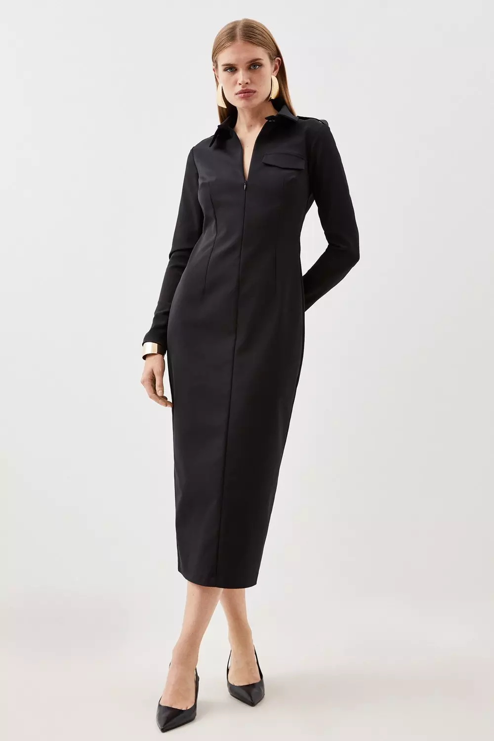 Maxi shirt store dress with pockets