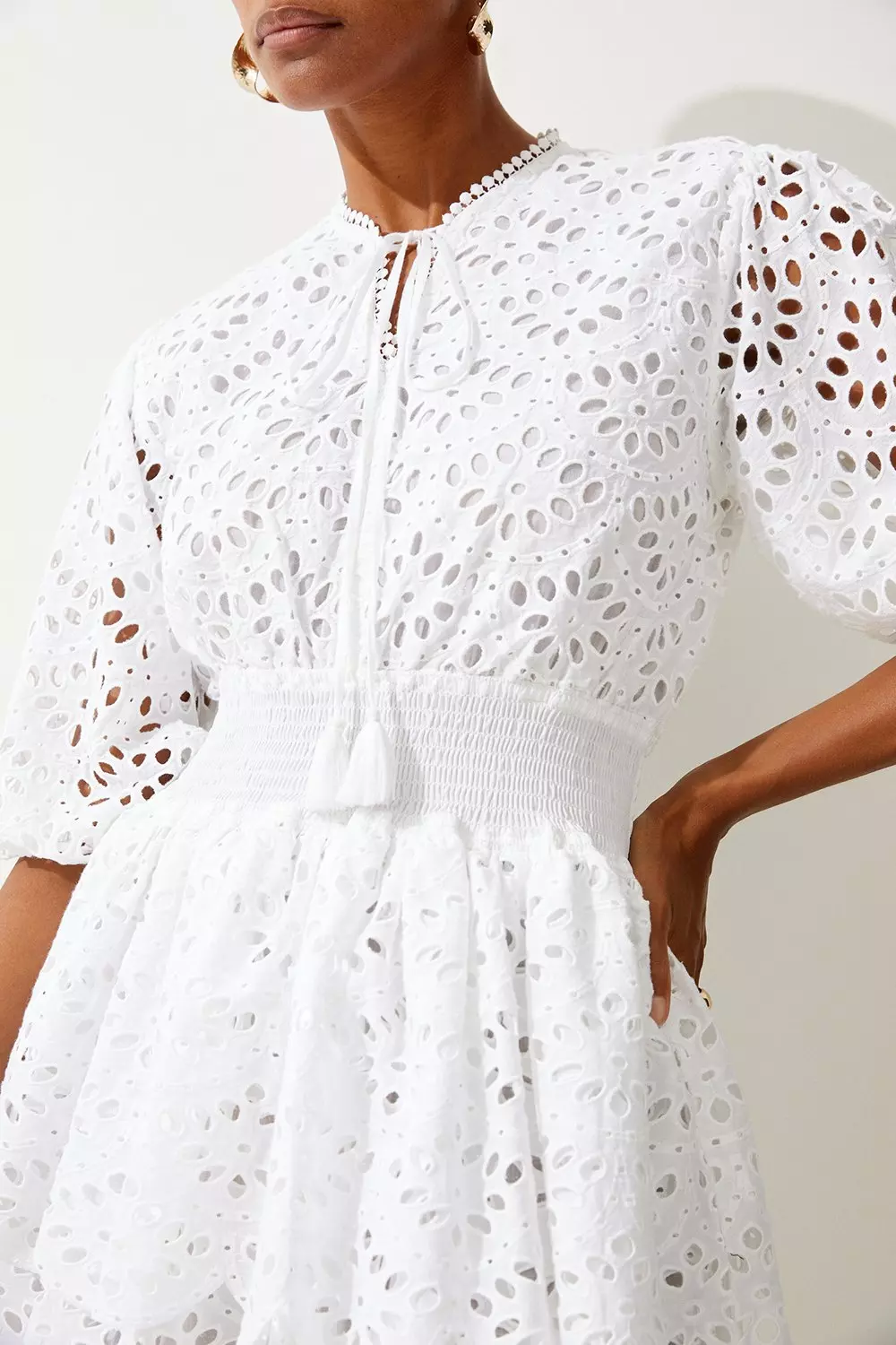 Tiered Eyelet Maxi Beach Dress