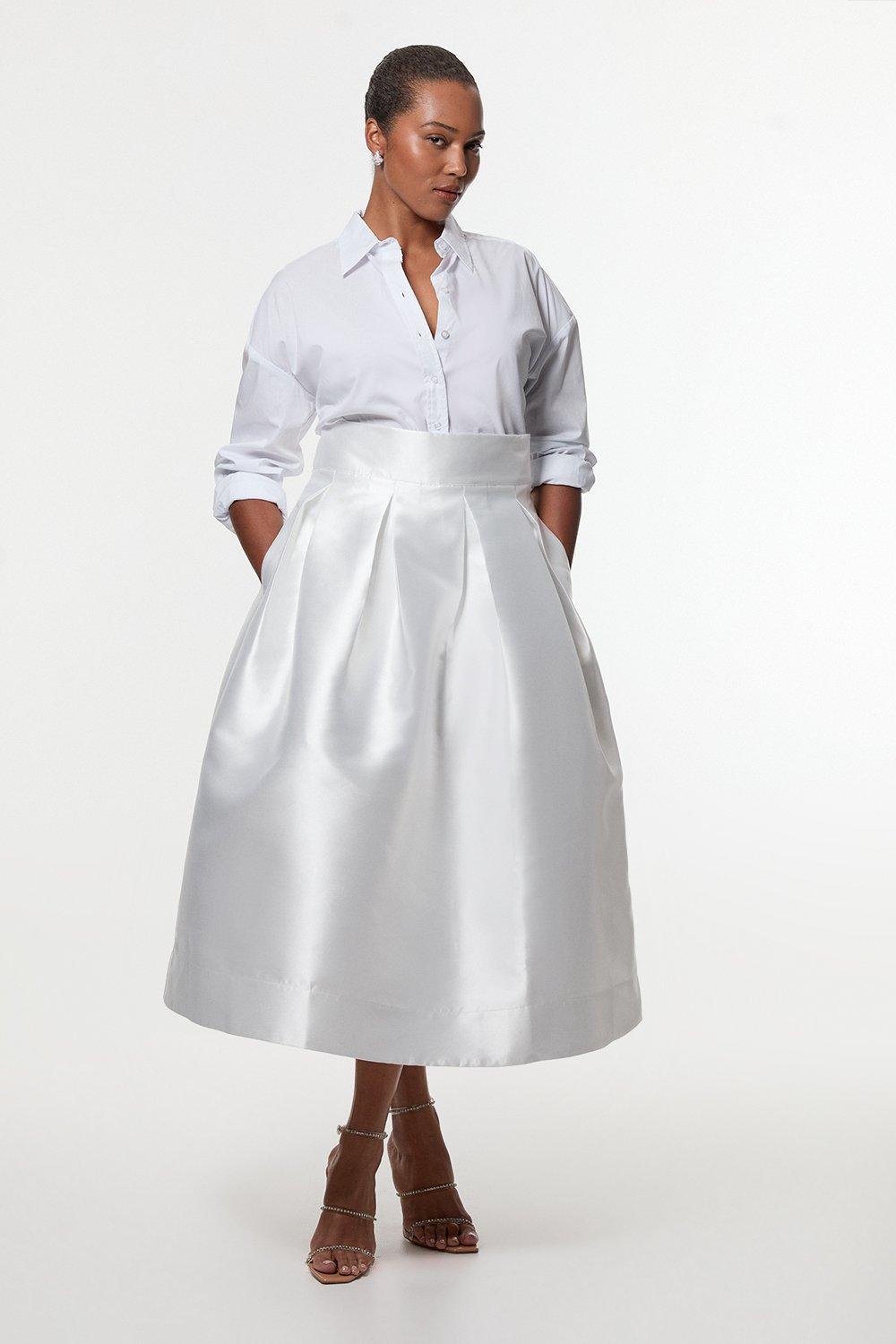 Plus Size Twill Prom Maxi Skirt - Ivory