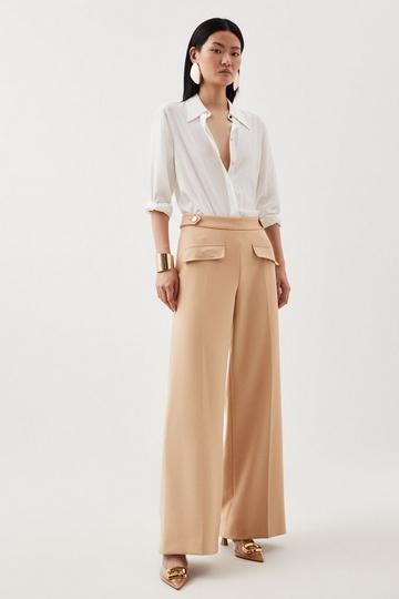 Tailored Compact Stretch Pocket Detailed Pants camel
