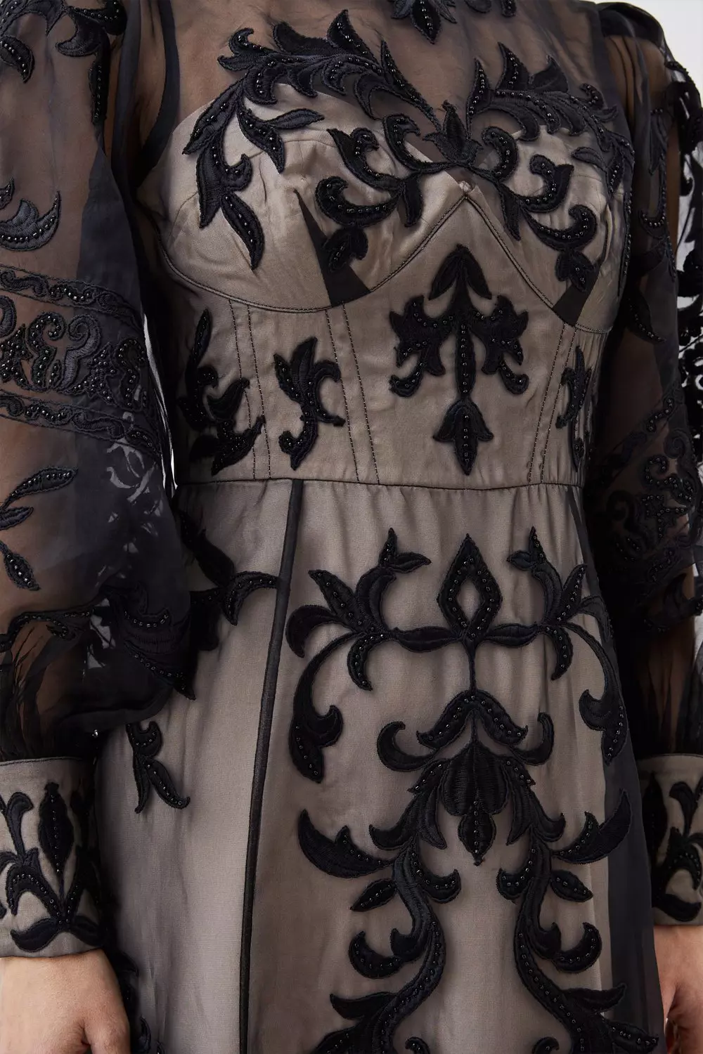 Petite Baroque Applique Woven Maxi Dress | Karen Millen