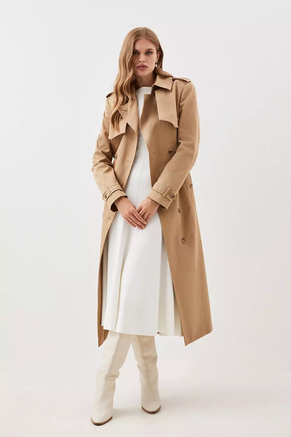 Mid thigh trench on sale coat