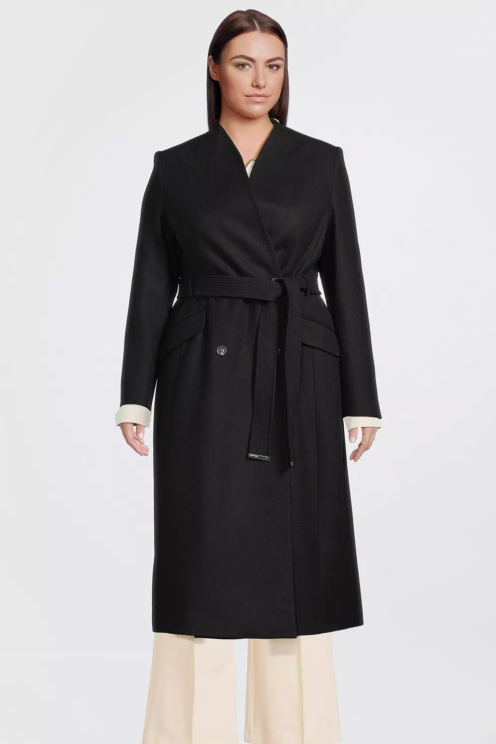 Karen millen black hot sale wool coat