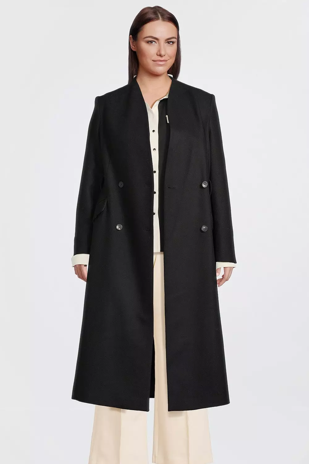 Karen Millen Womens Double Breasted Maxi Tailored Coat