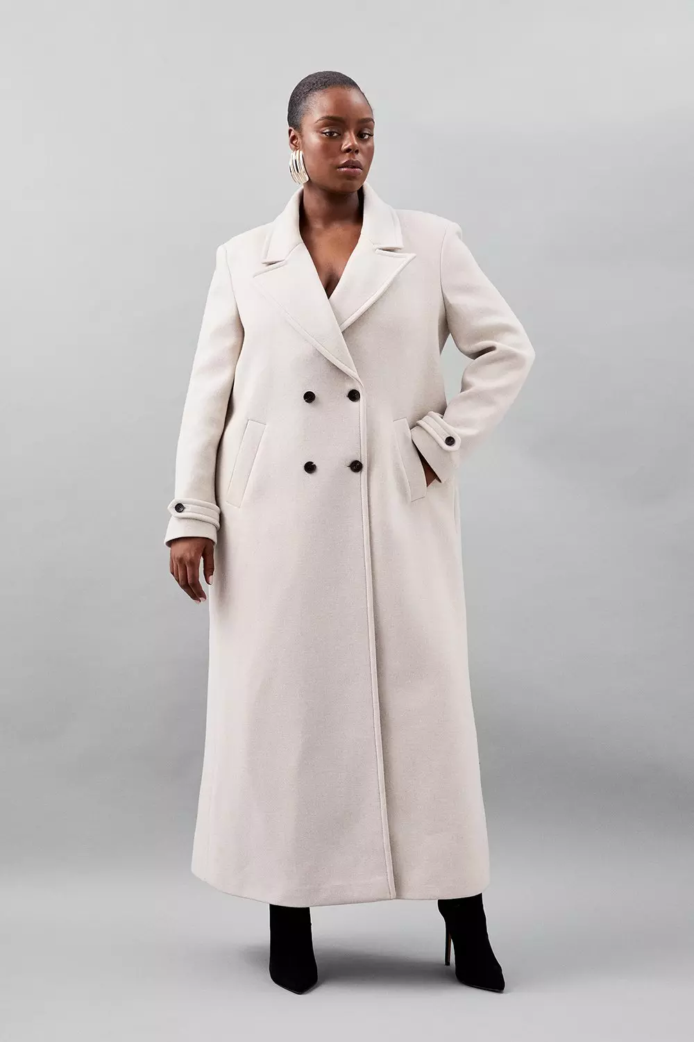 Tailored Wool Blend Embellished Maxi Coat | Karen Millen