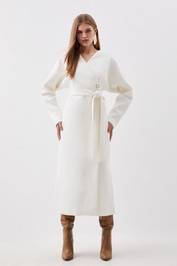 Compact Stretch Rounded Coat ivory