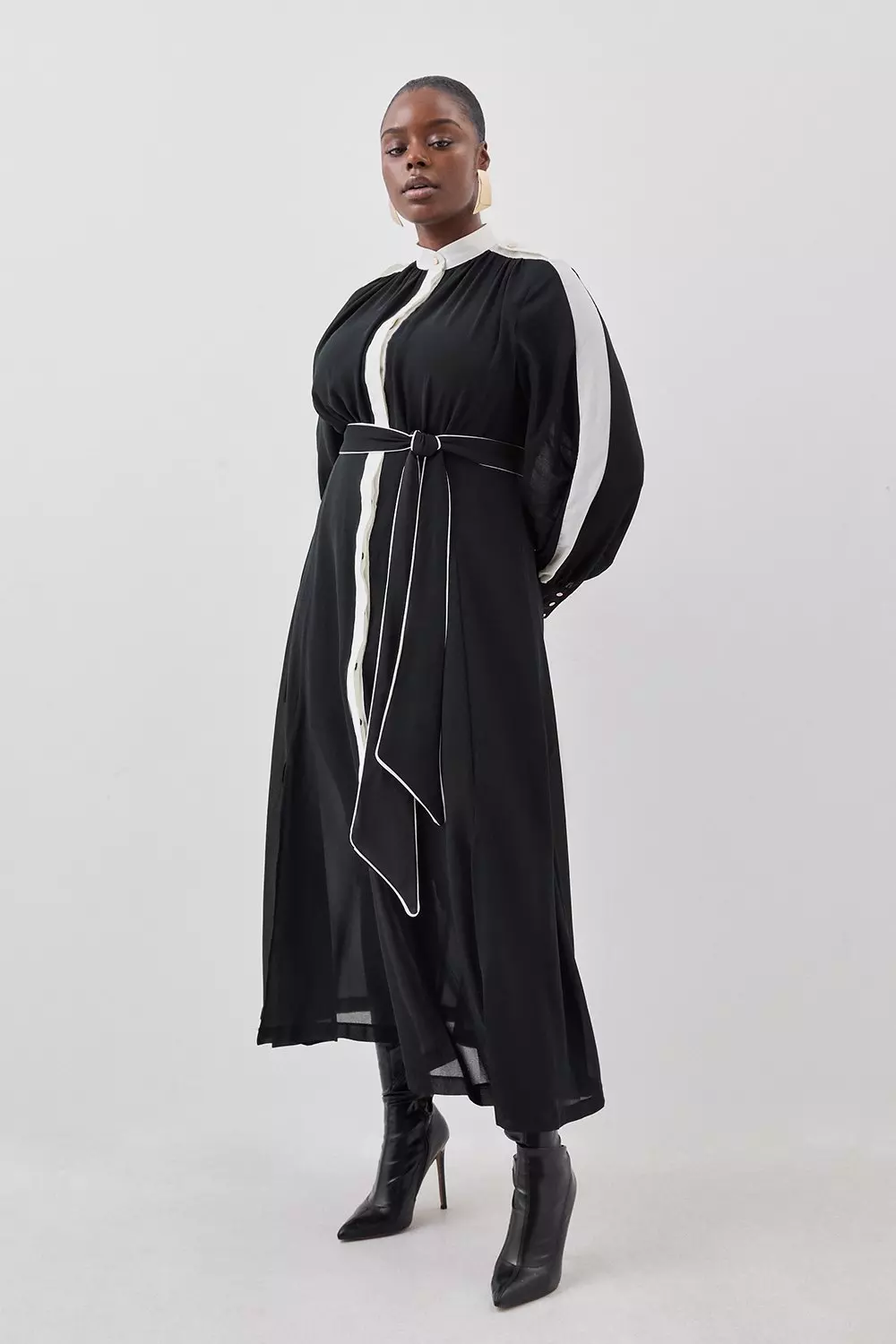 Plus Size Military Mono Belted Woven Midi Dress Karen Millen