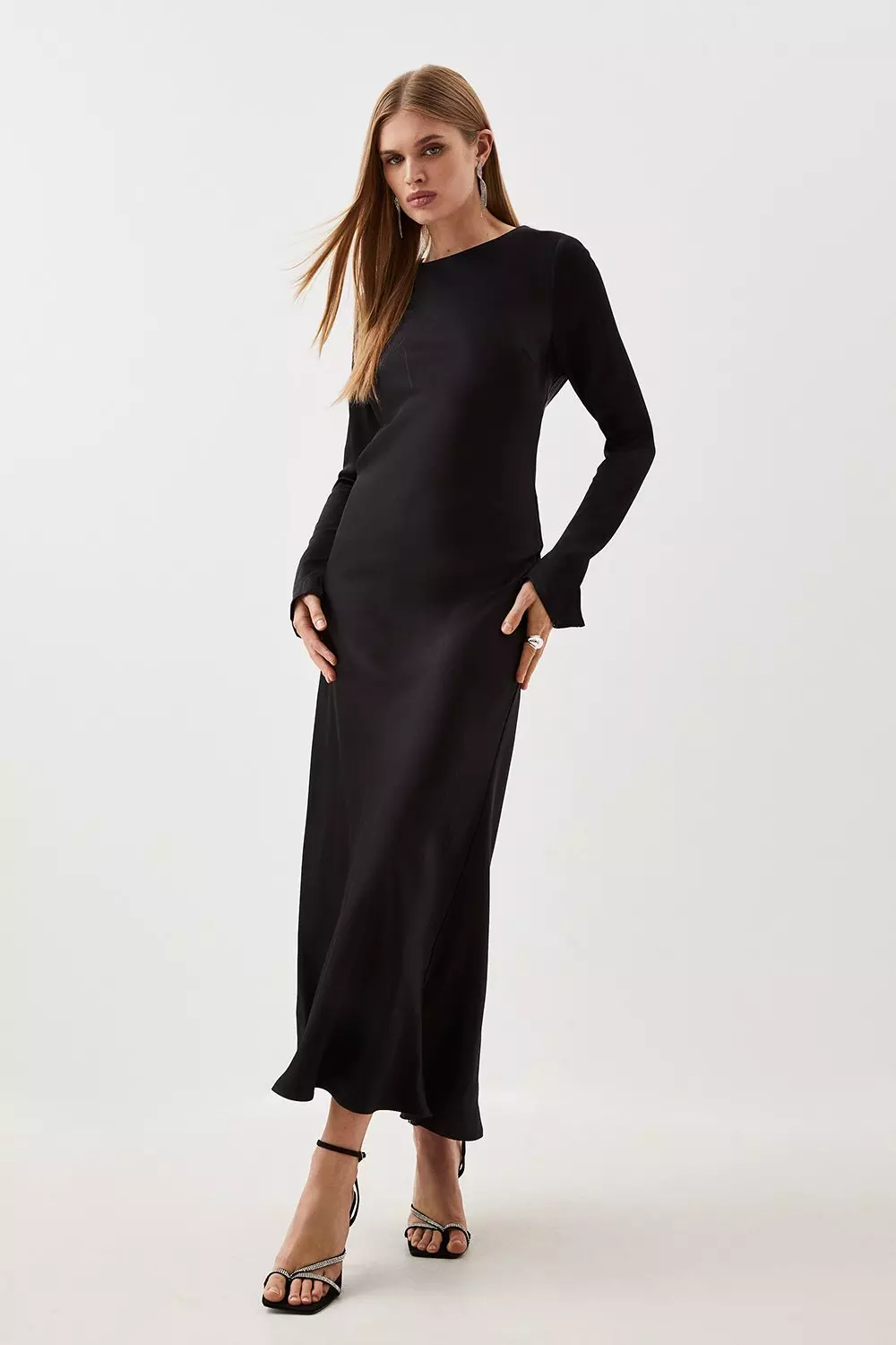 Long sleeve rayon maxi dress sale