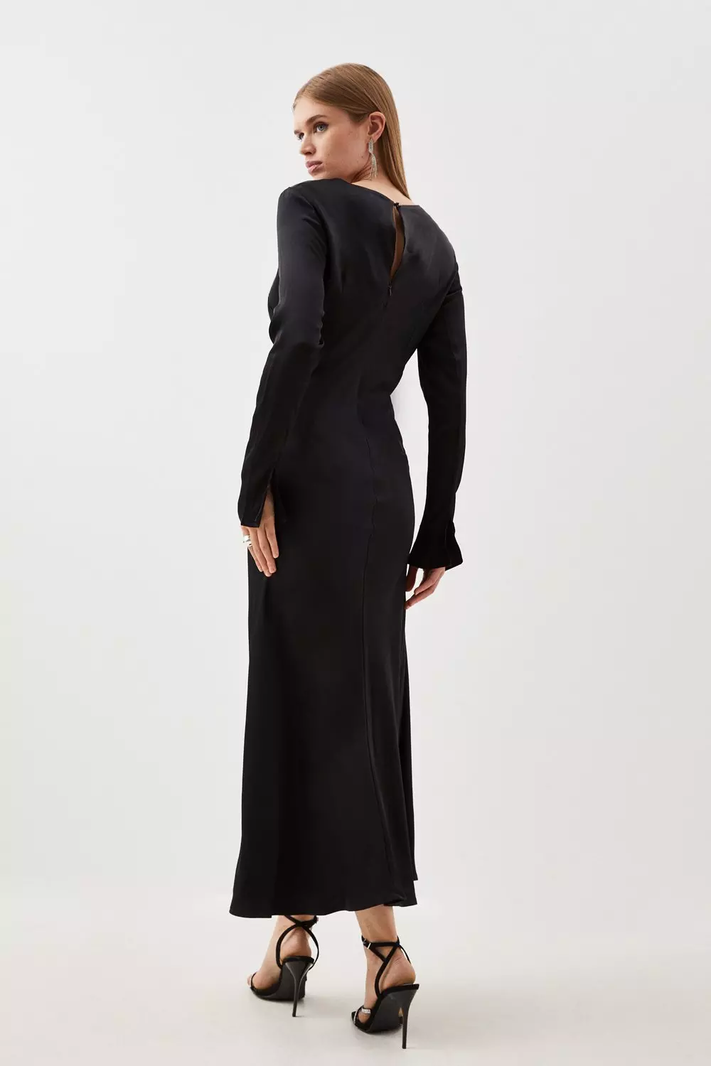 Viscose Satin Woven Long Sleeve Maxi Dress Karen Millen