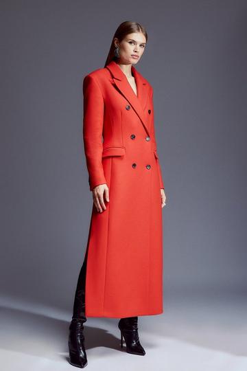 Red Italian Manteco Wool Maxi Double Breasted Tailored Coat