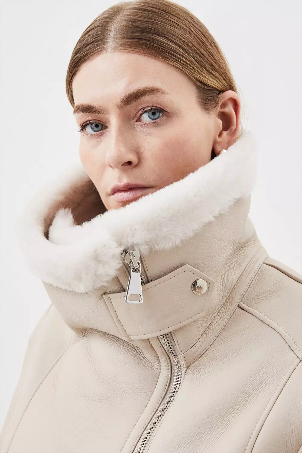 Karen millen shop shearling aviator jacket