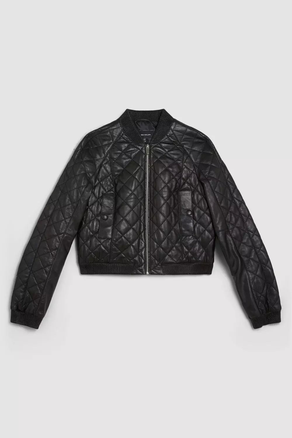 Leather Quilted Bomber Jacket | Karen Millen