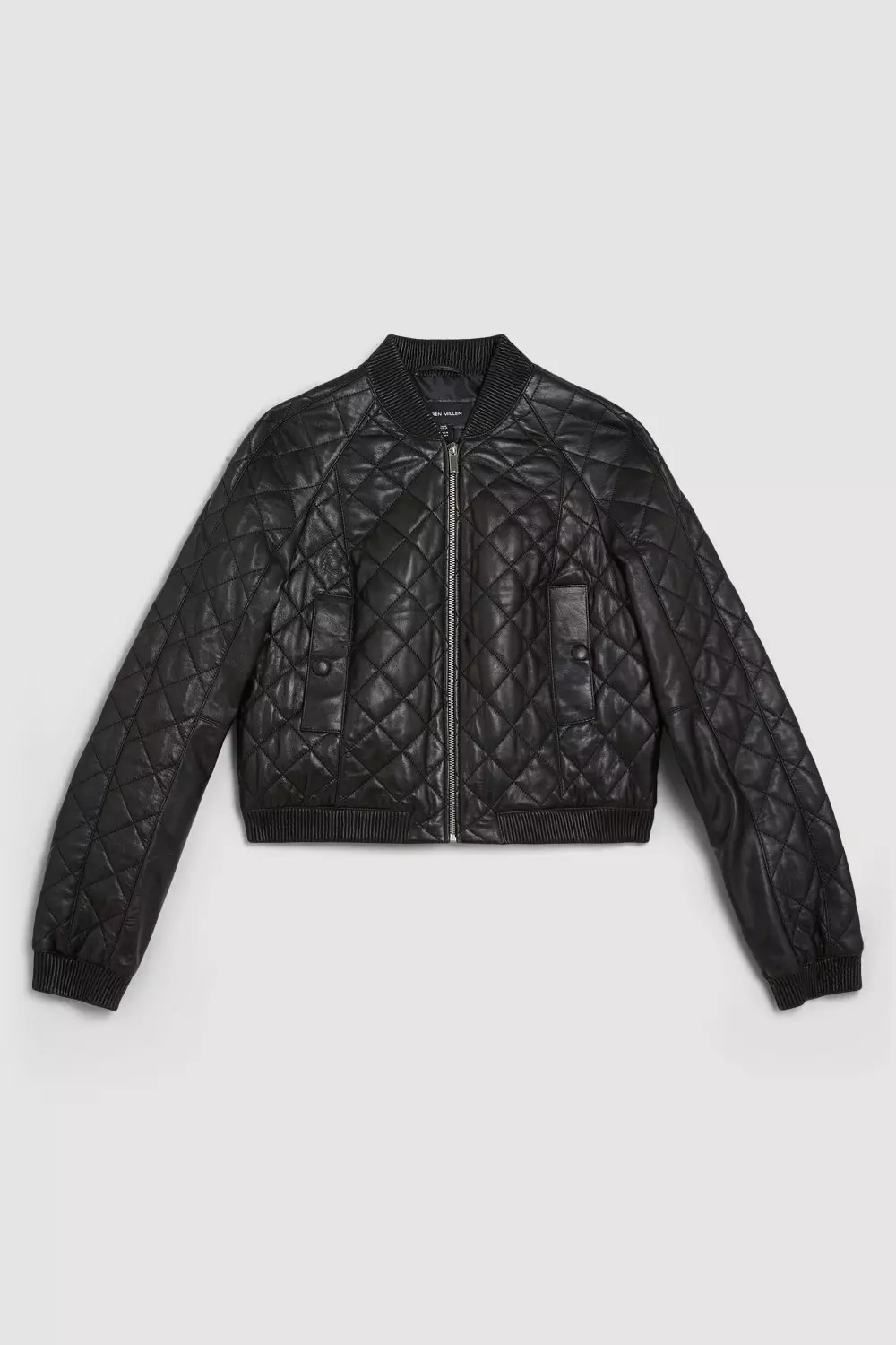 Leather quilted sale bomber jacket