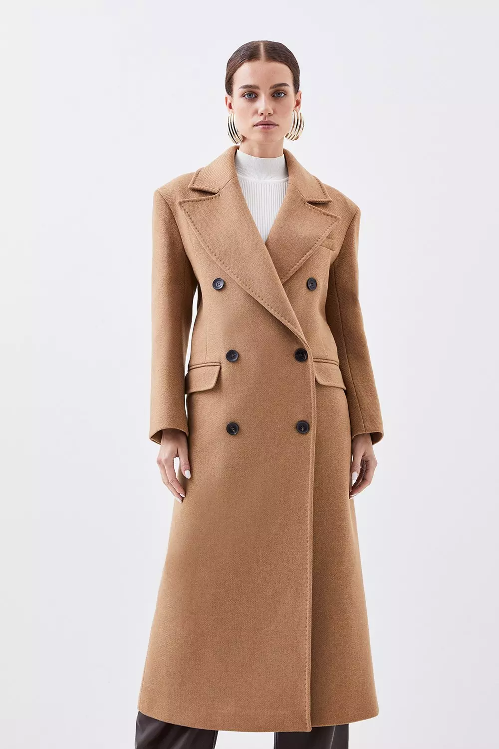 Petite Italian Manteco Wool Blend Double Breasted Coat | Karen Millen