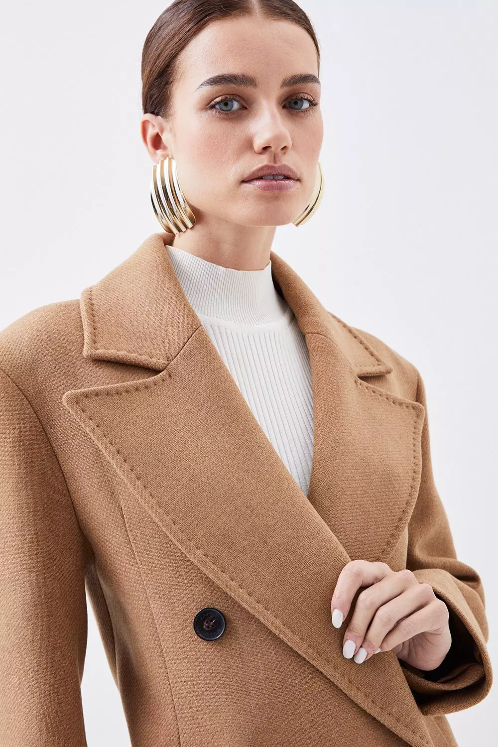 Petite Italian Manteco Wool Blend Double Breasted Coat | Karen Millen