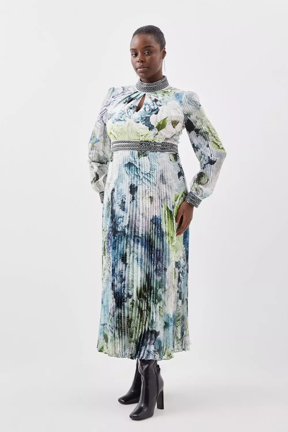 Long sleeve floral maxi dress hot sale plus size