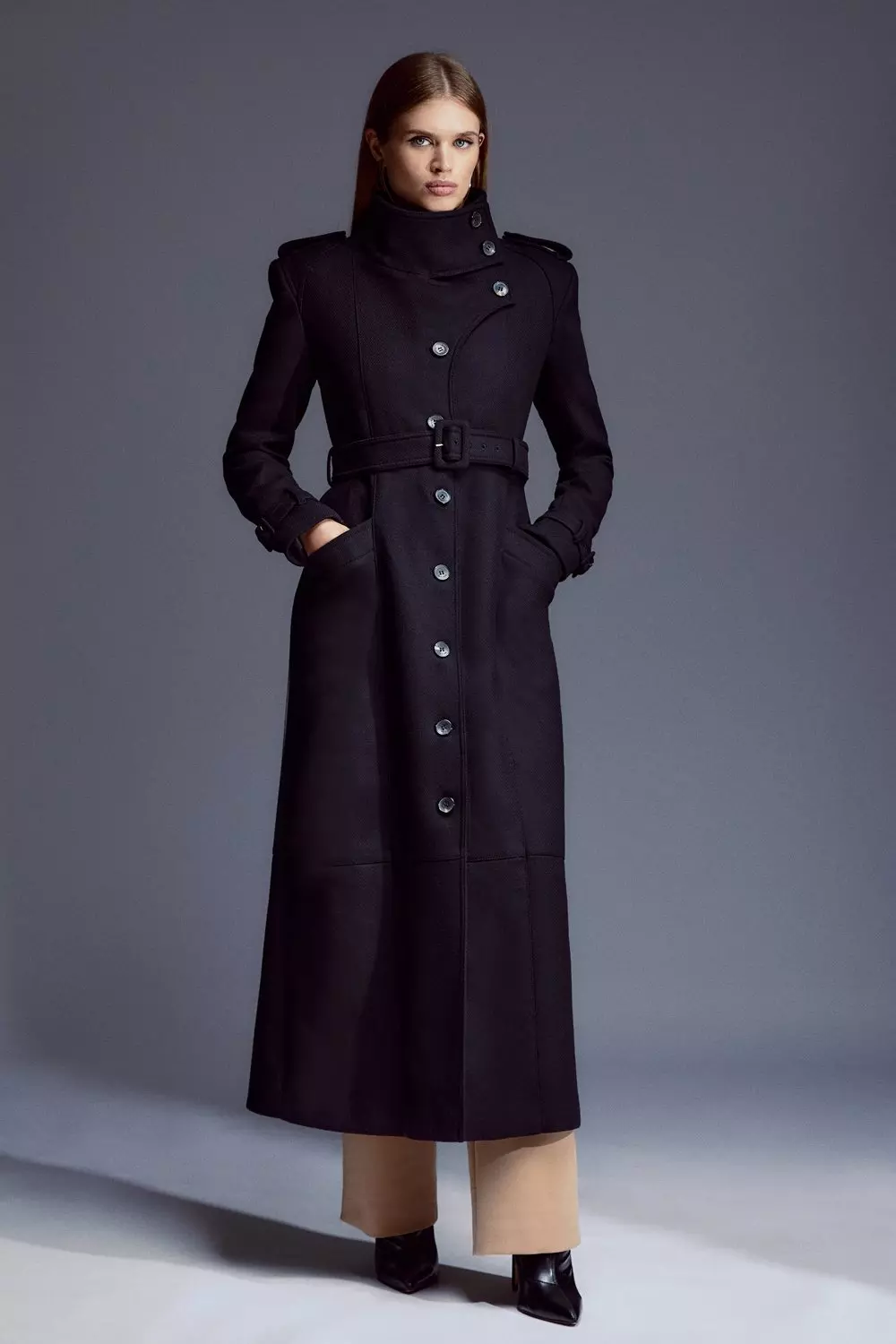 Tailored black shop wool coat