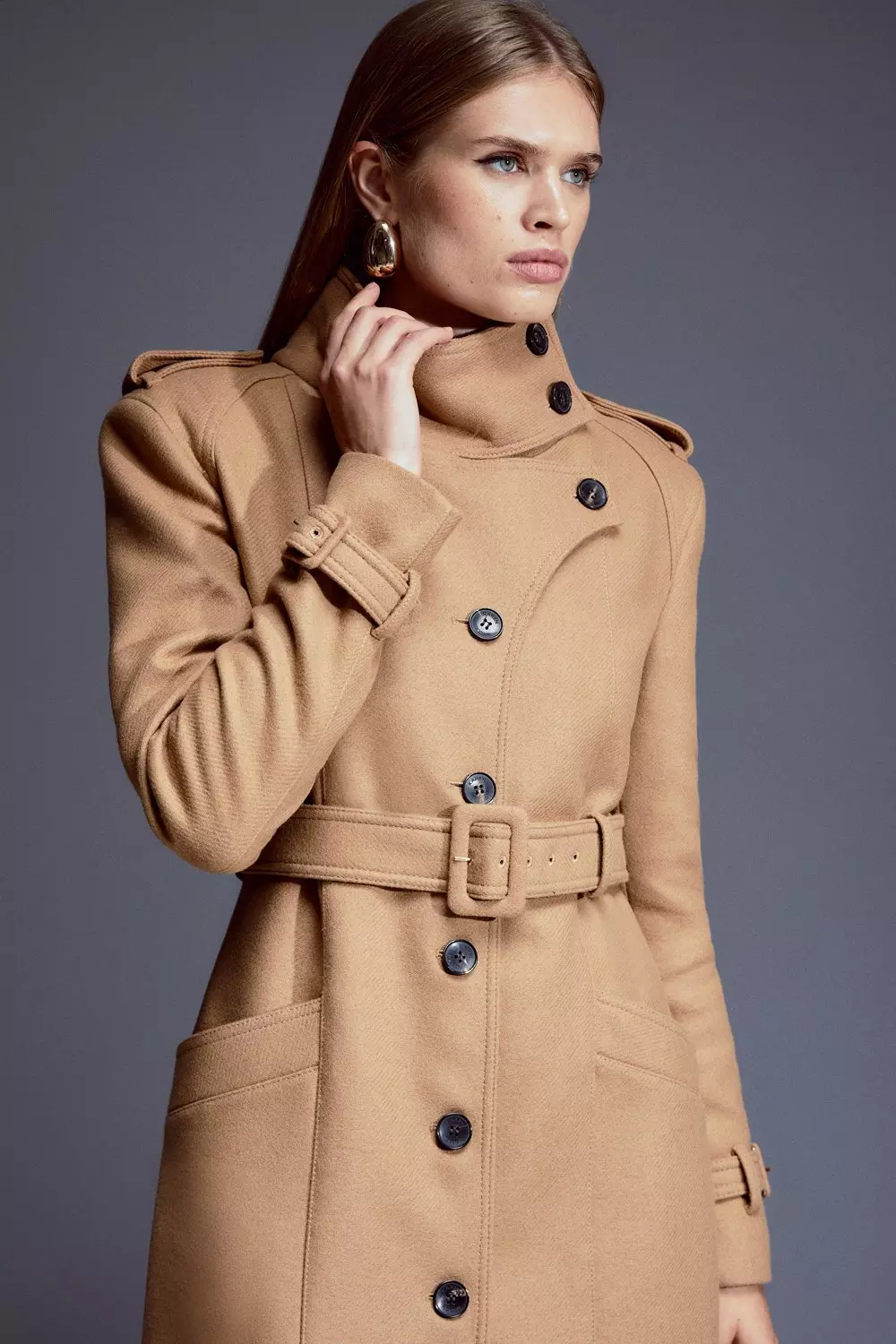 Women's high collar on sale coat