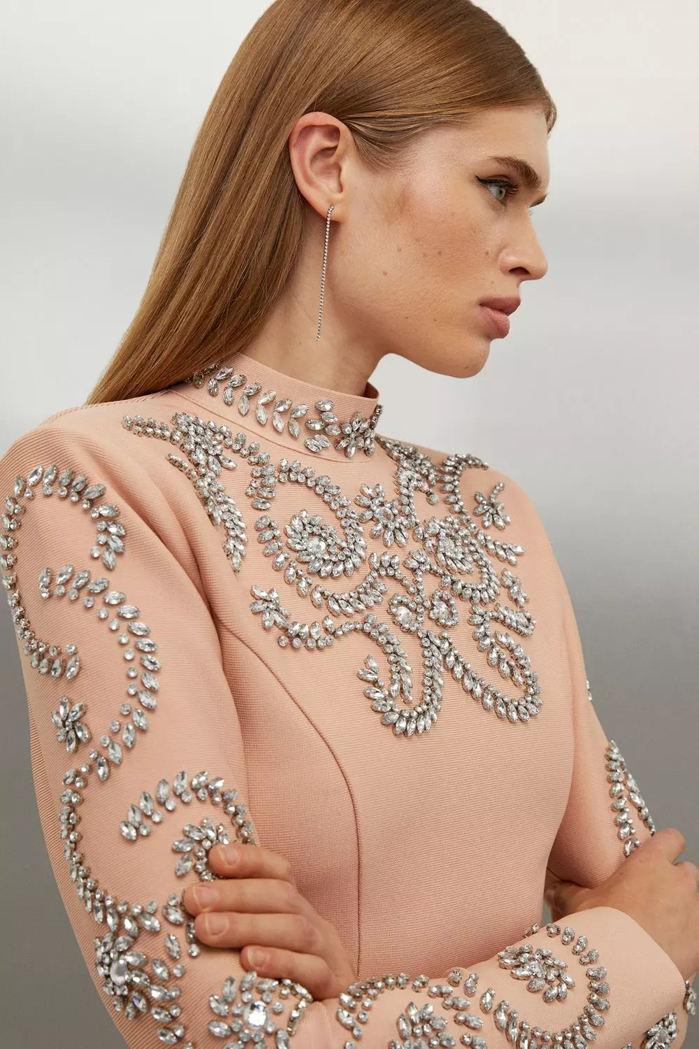 Figure Form Bandage Embellished Knit Top | Karen Millen