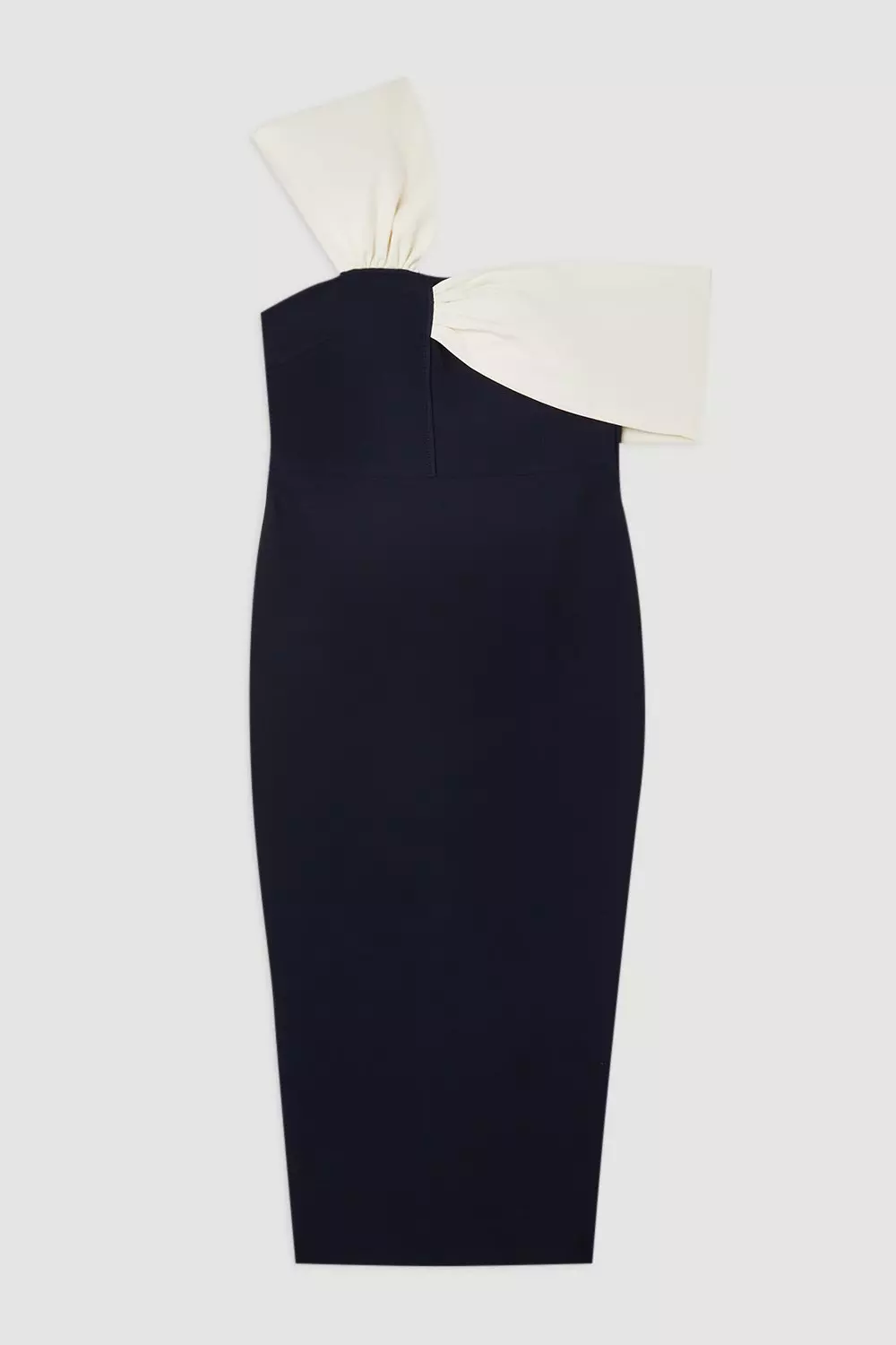 Plus Size Figure Form Bandage Knit Asymmetric Strap Midi Dress 