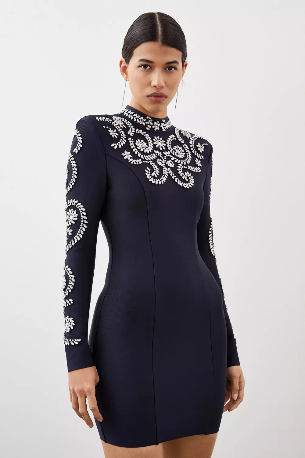 Karen millen navy outlet scattered floral embellished dress