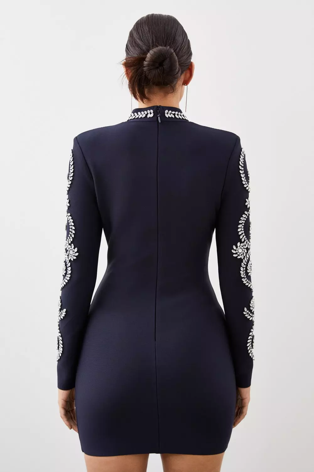 Karen millen embellished cuff dress black store