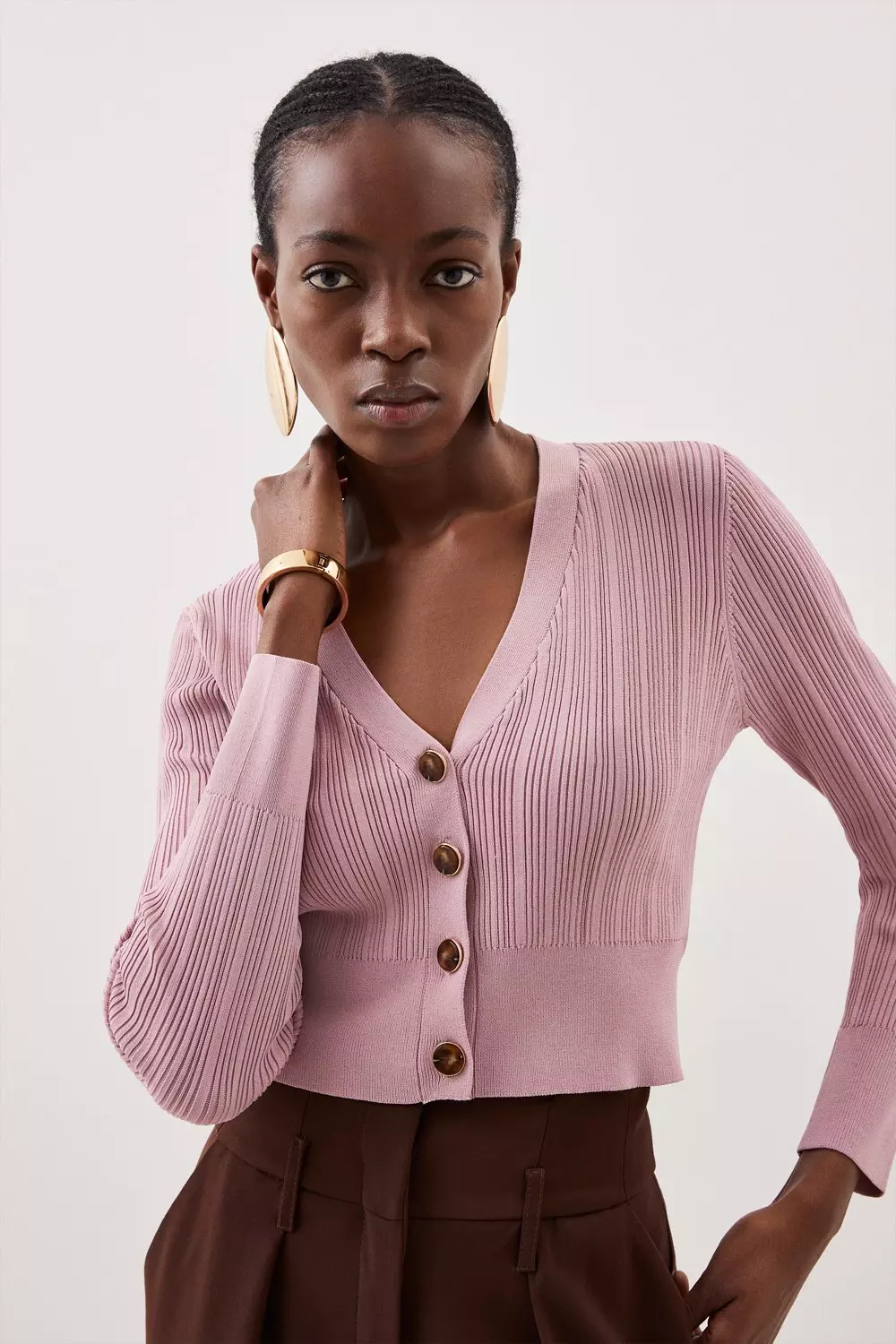 Ribbed Cropped Cardigan