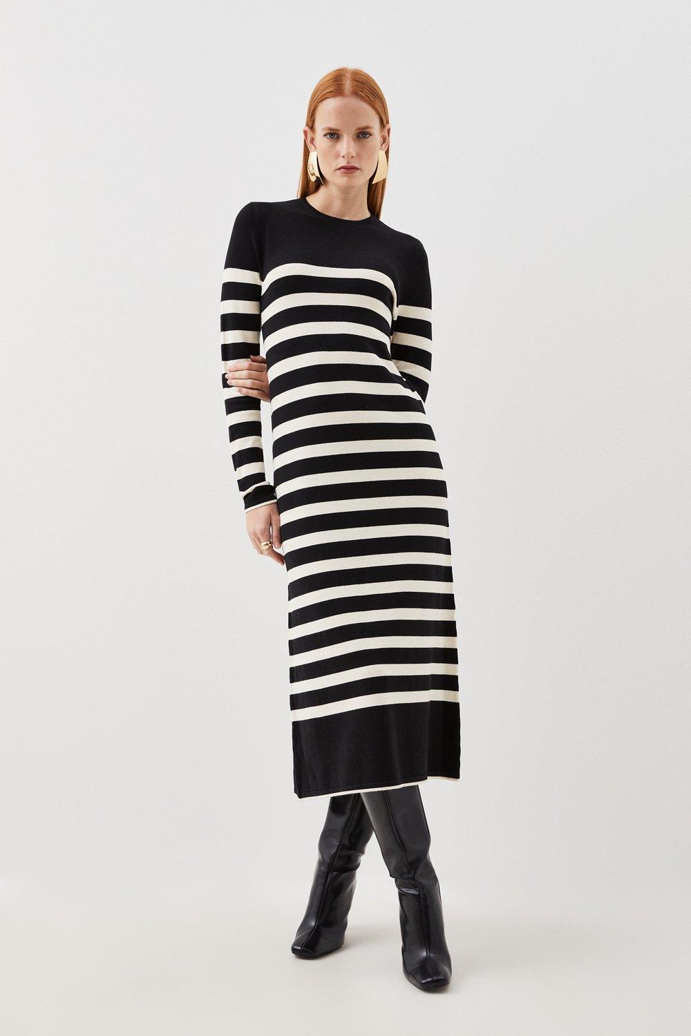 Karen millen graphic 2024 stripe midi dress