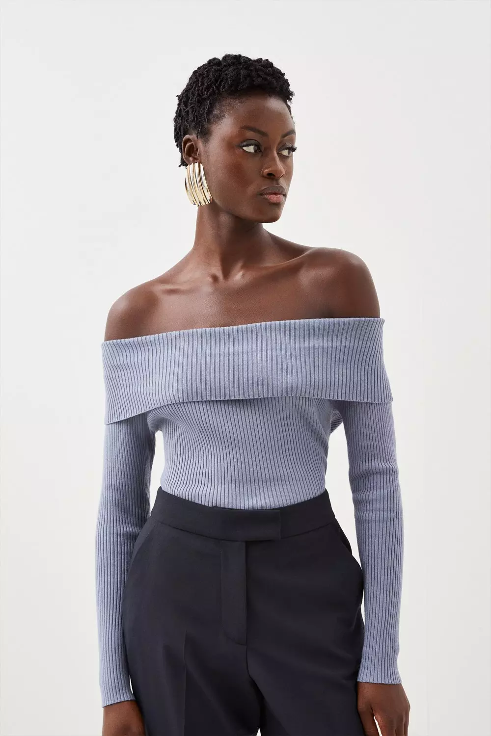 White knit off the shoulder sweater sale