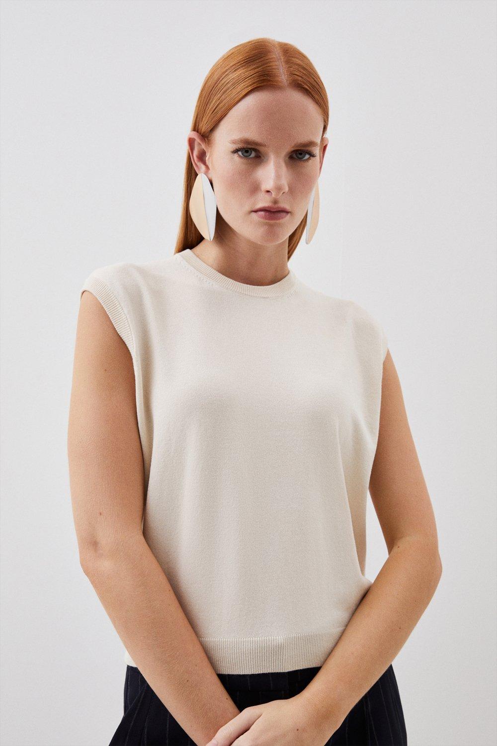 Viscose Blend Knit Top - Ivory