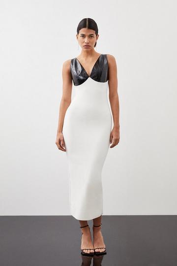 Figure Form Bandage Contrast Knit Midi Dress mono