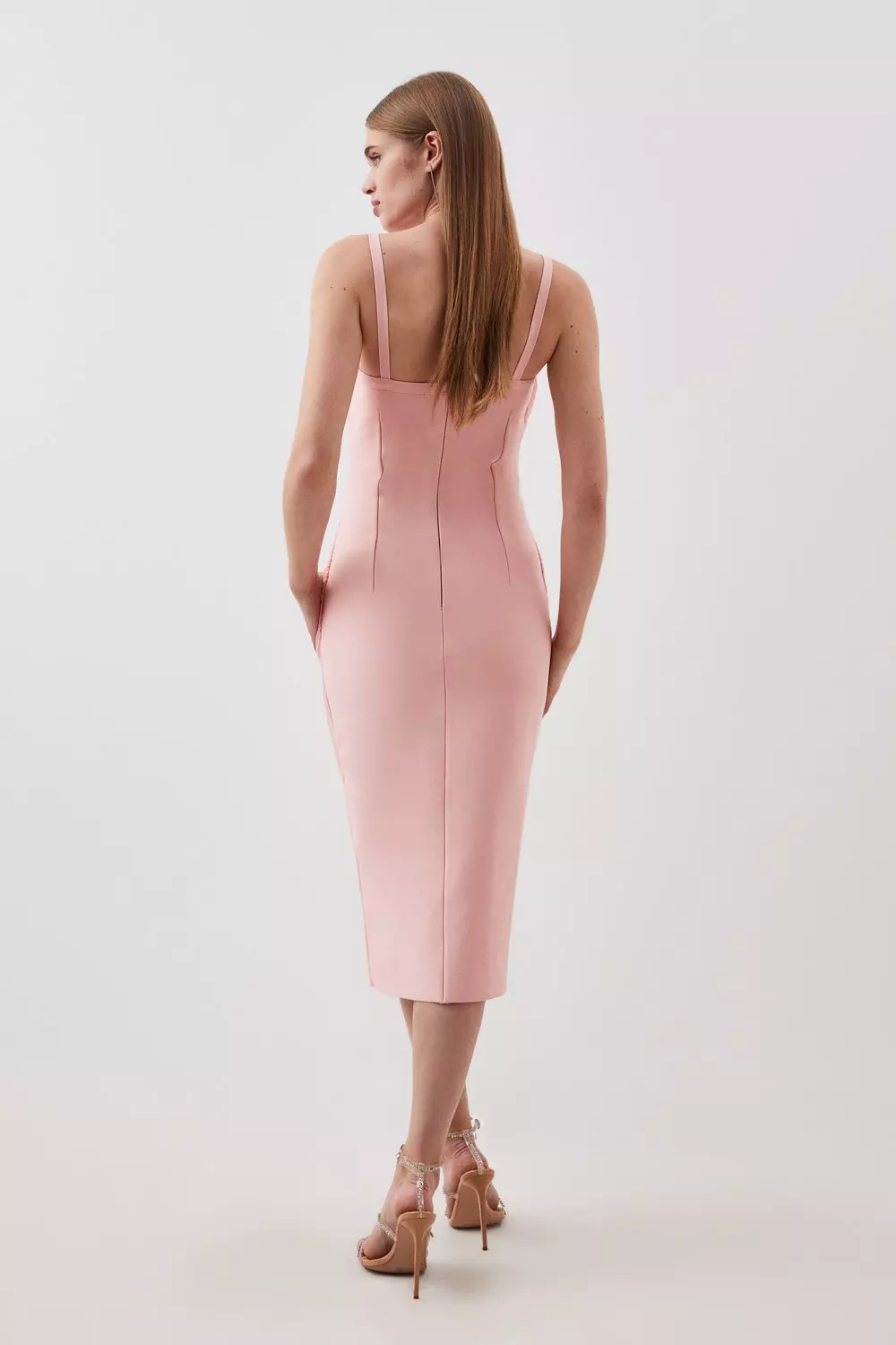 Pink midi best sale bandage dress