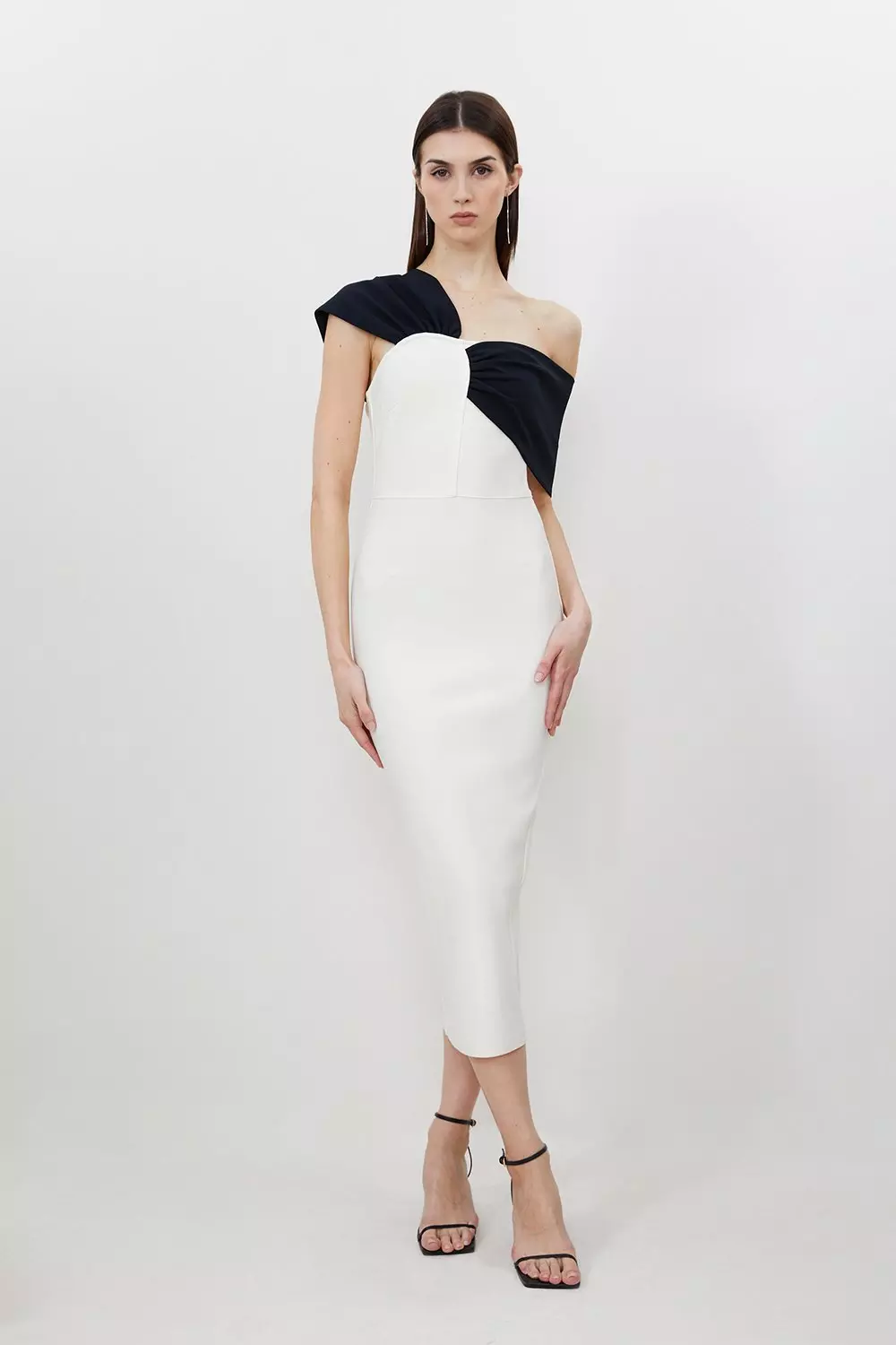 Figure Form Bandage Asymmetric Strap Knit Midi Dress Karen Millen