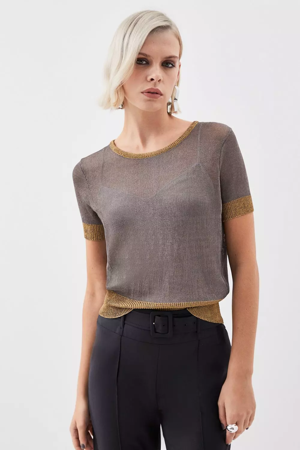 Metallic knit hotsell crop top