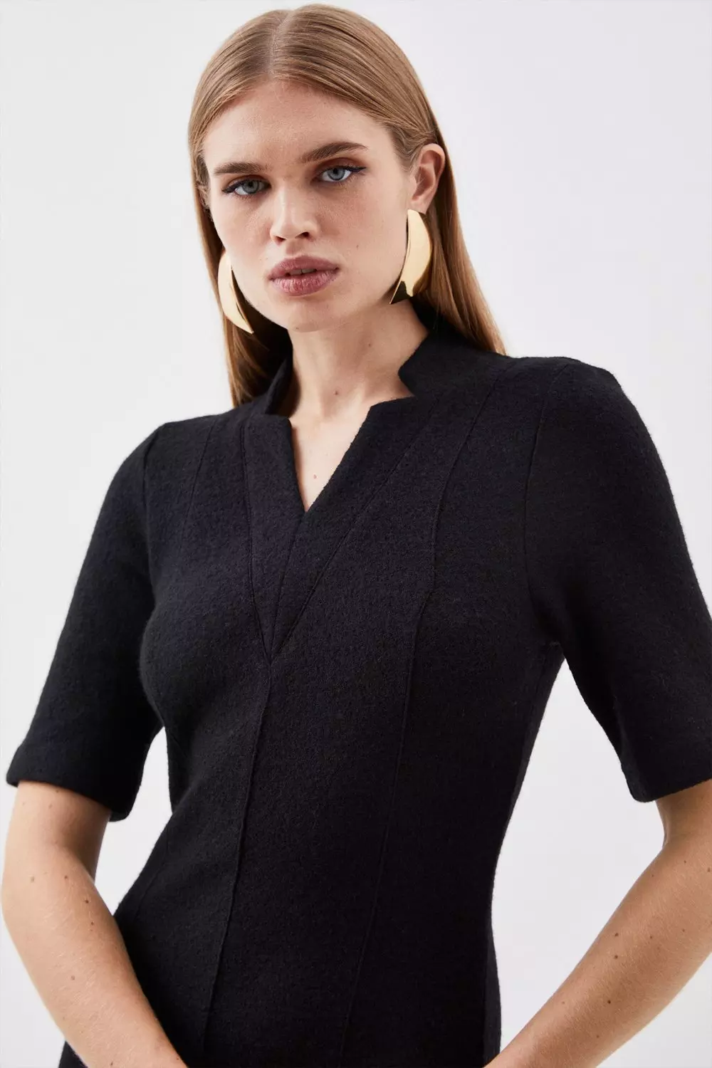 Felted Wool Knit Mini Dress - New - For Women
