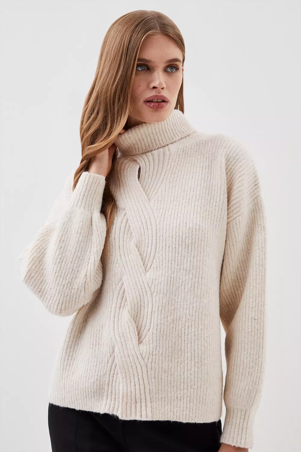 Lydia Millen Wool Blend Lofty Knit Chunky Cable Wool Jumper