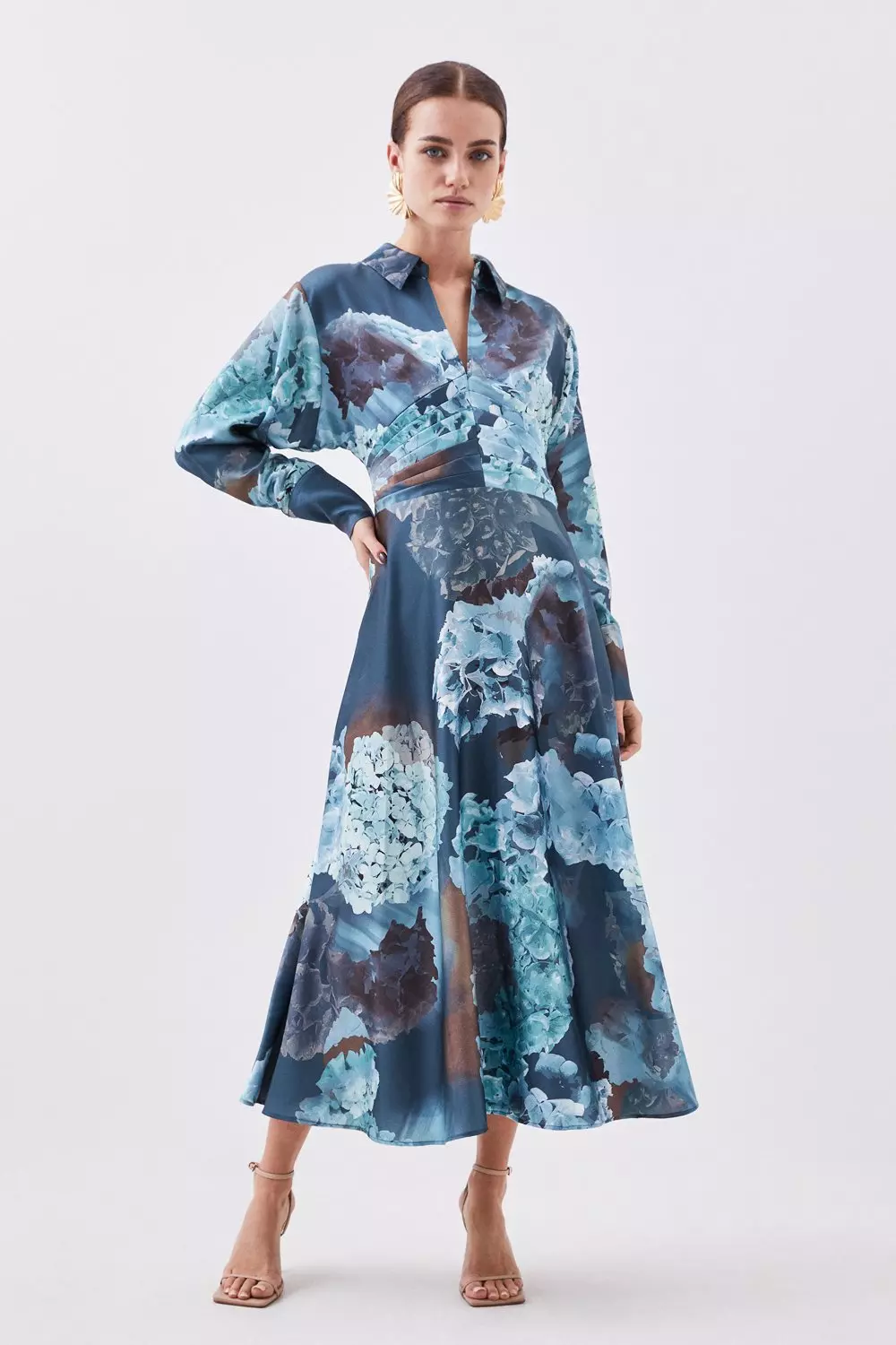 Abstract Floral Shirt Dress