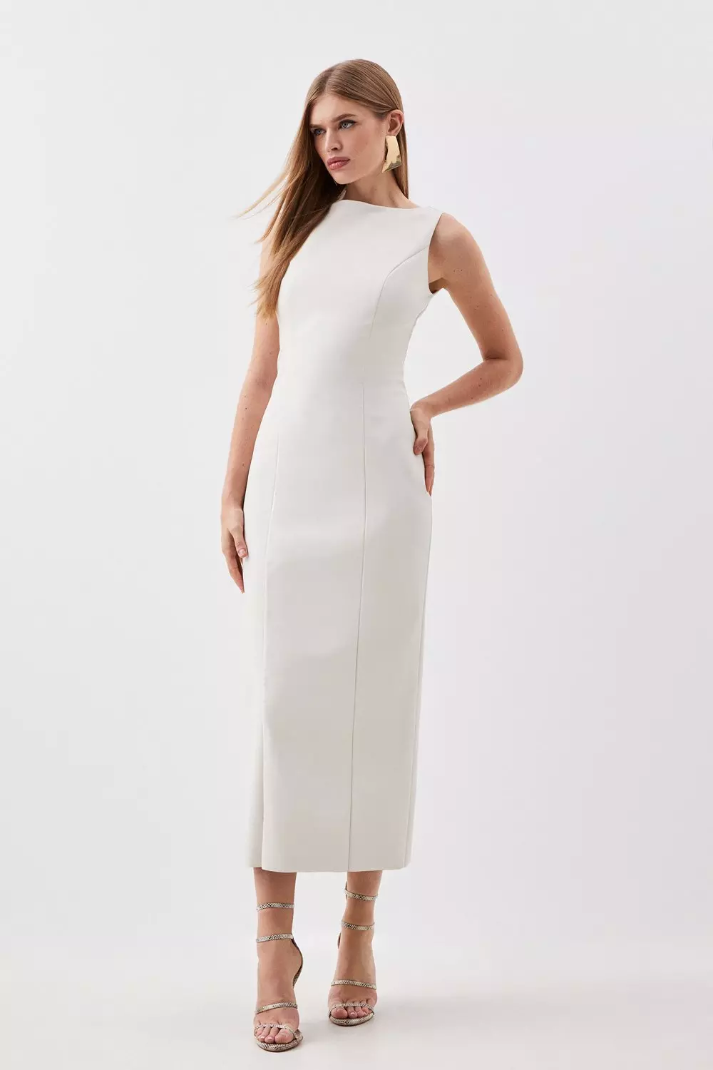 Stretch Lightweight Pu Panelled Midi