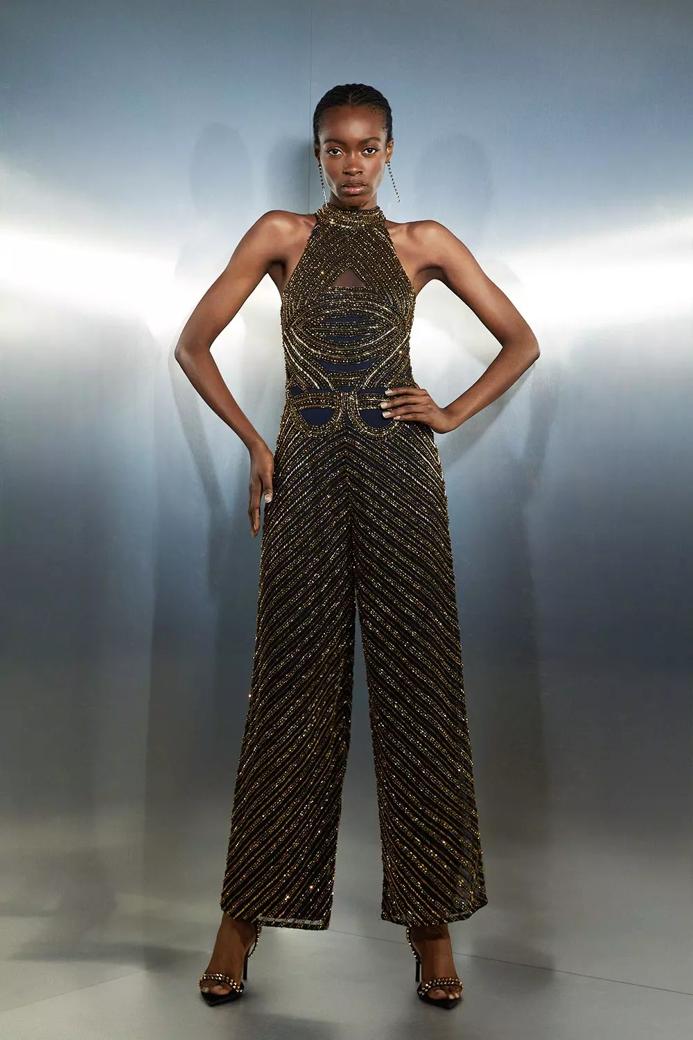 Gold store beaded jumpsuit